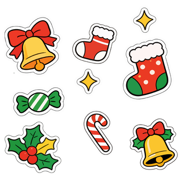 卡通圣诞节元素贴纸设计素材