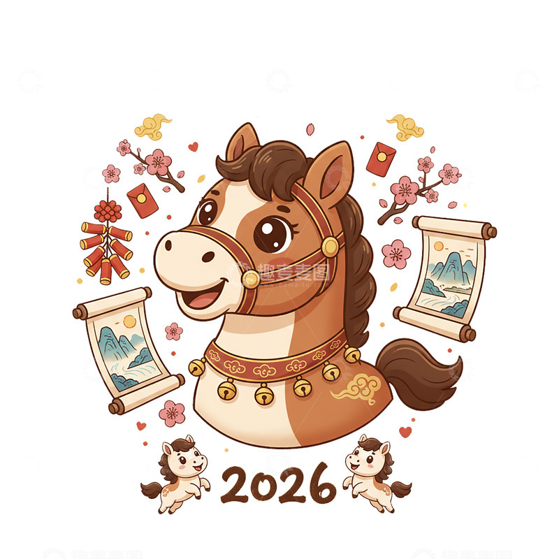 高清大图下载【趣麦麦图】卡通马年漫画1