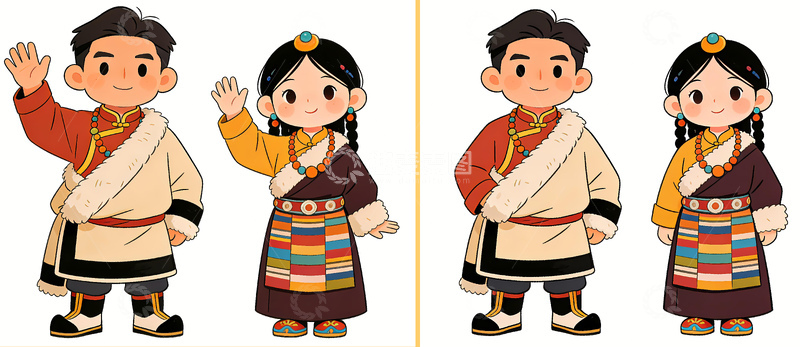 高清大图下载【趣麦麦图】藏族卡通形象