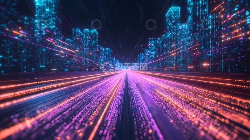 高清大图下载【趣麦麦图】科幻数字隧道光影视觉