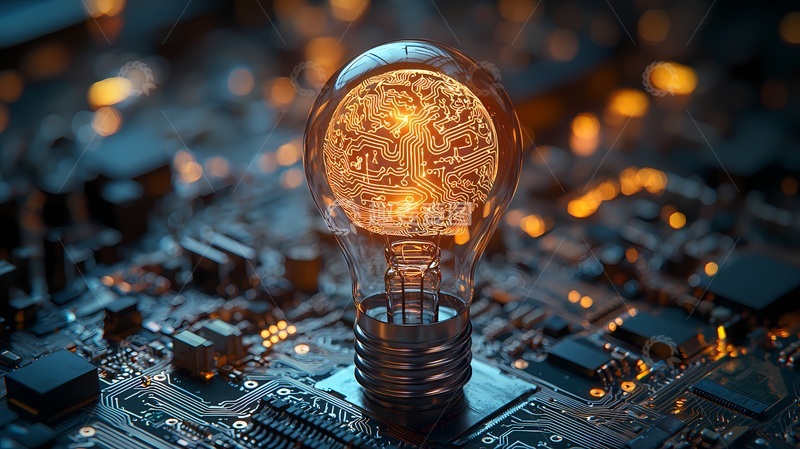 高清大图下载【趣麦麦图】科技灯泡电路板创意图