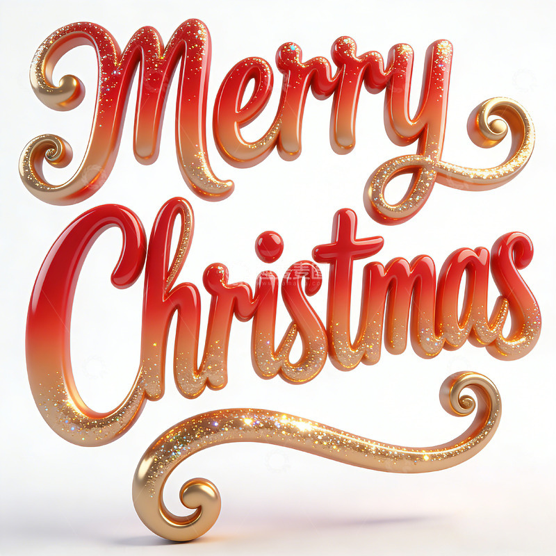 高清大图下载【趣麦麦图】金色立体圣诞祝福艺术字设计素材