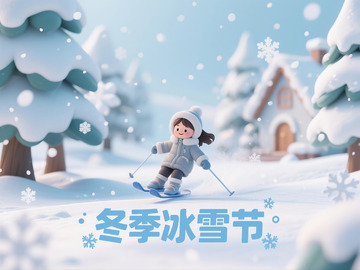 冰雪节童趣滑雪场景