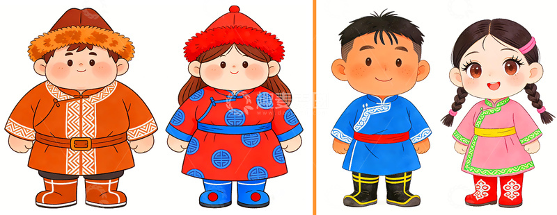 高清大图下载【趣麦麦图】蒙古卡通形象