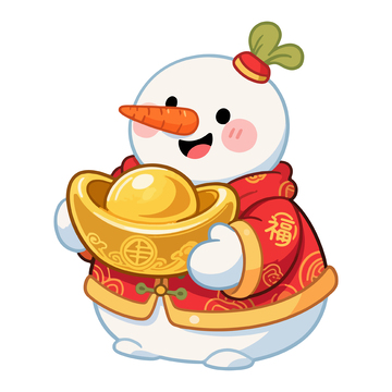 可爱猪雪人新年祝福动画素材