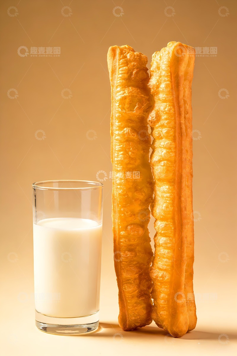 高清大图下载【趣麦麦图】牛奶油条早餐