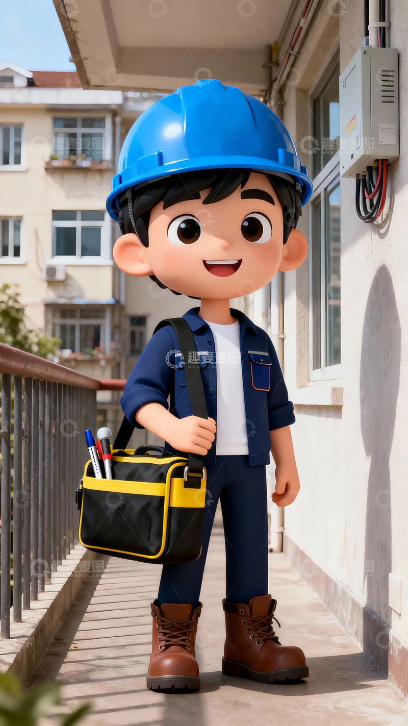 源文件下载【趣麦麦图】3dq版男性通信工程师3