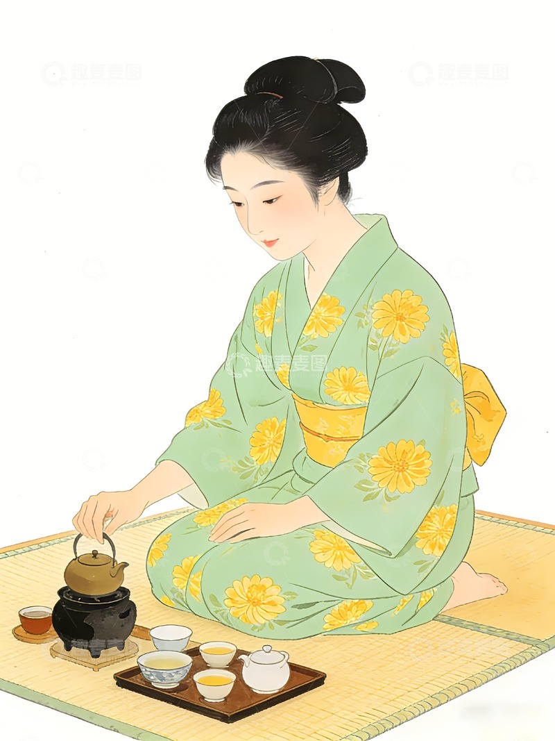 高清大图下载【趣麦麦图】一个日本和服女人