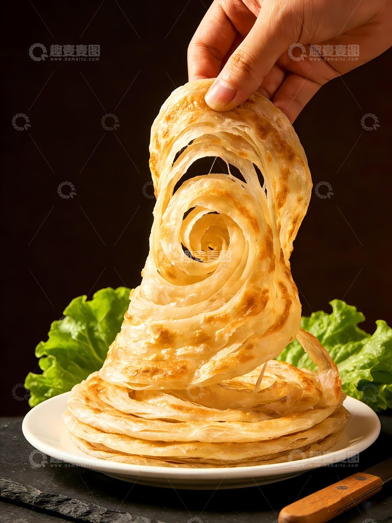 高清大图下载【趣麦麦图】一张手多层抓饼