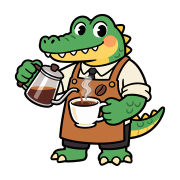 卡通鳄鱼咖啡师
