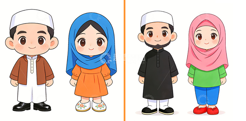 高清大图下载【趣麦麦图】回族卡通形象