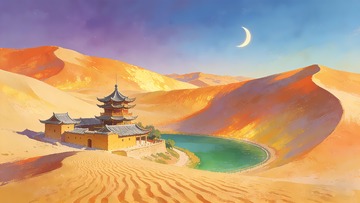 沙漠绿洲月牙泉