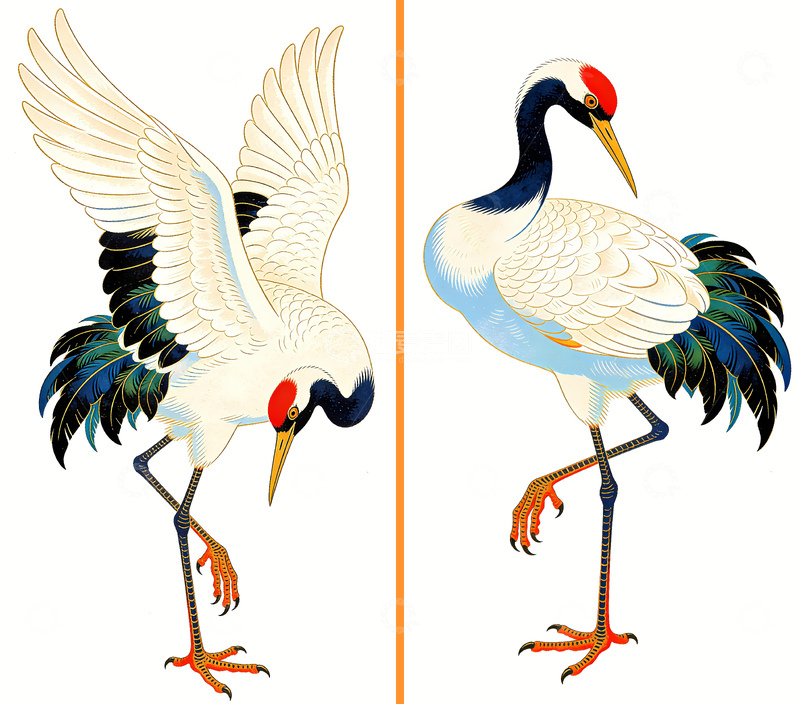 高清大图下载【趣麦麦图】仙鹤卡通绘画