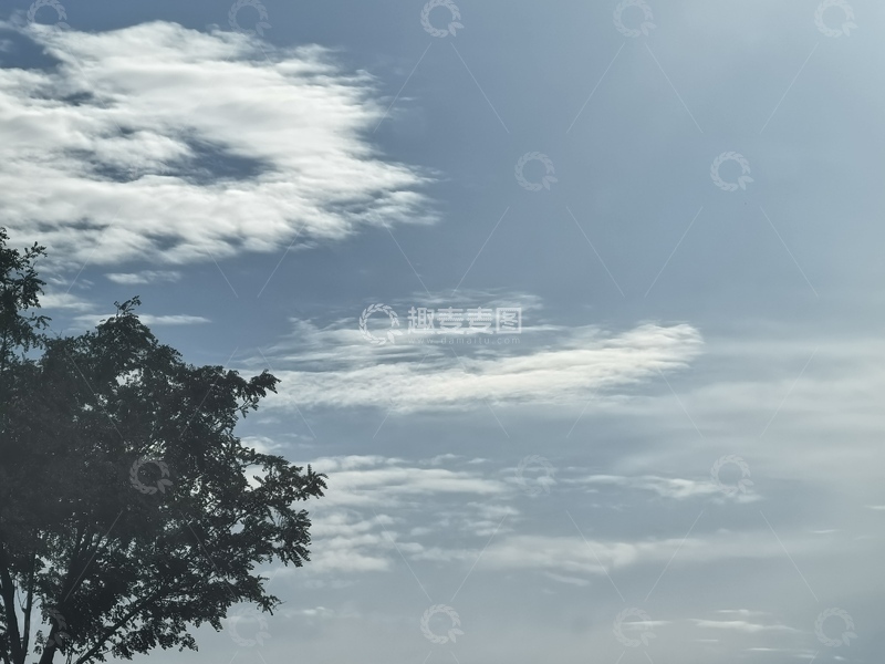 高清大图下载【趣麦麦图】蓝天白云树影风景照