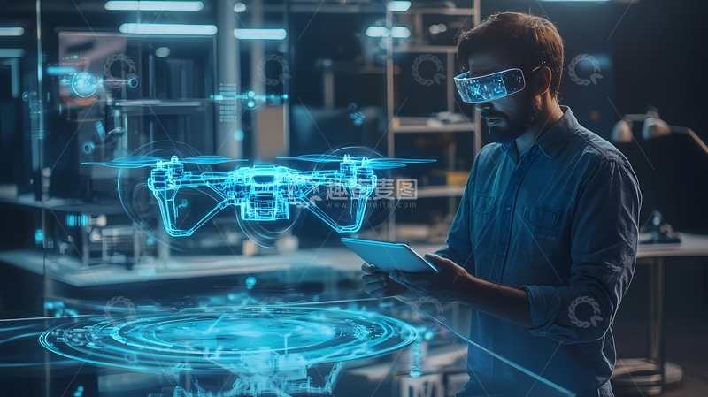 高清大图下载【趣麦麦图】科技感无人机虚拟操作场景