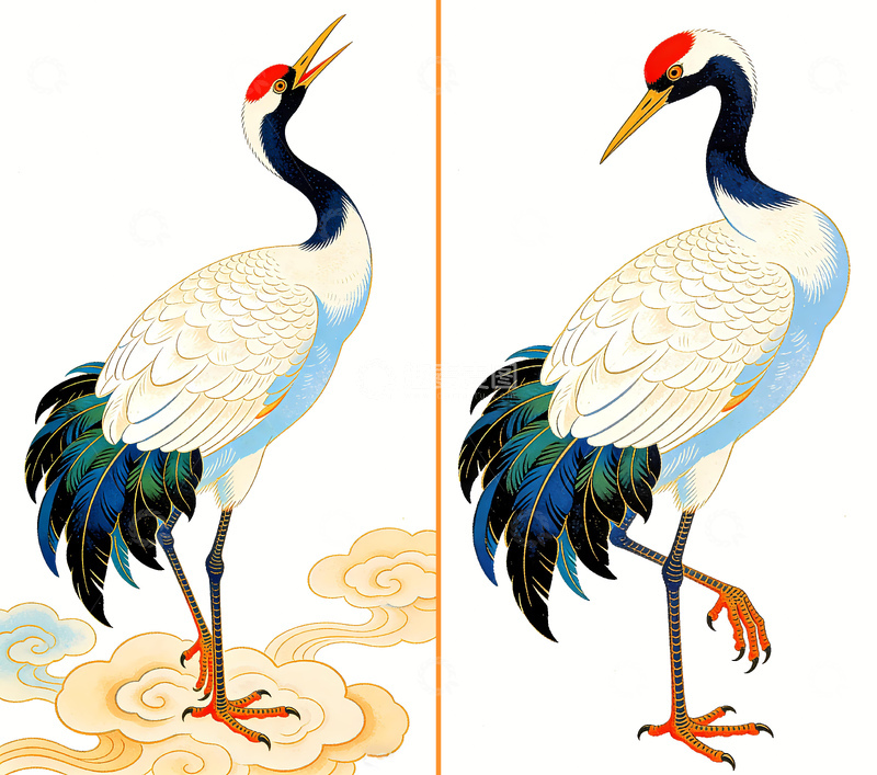 高清大图下载【趣麦麦图】一只仙鹤绘画