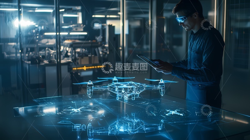 高清大图下载【趣麦麦图】科技无人机工厂研发