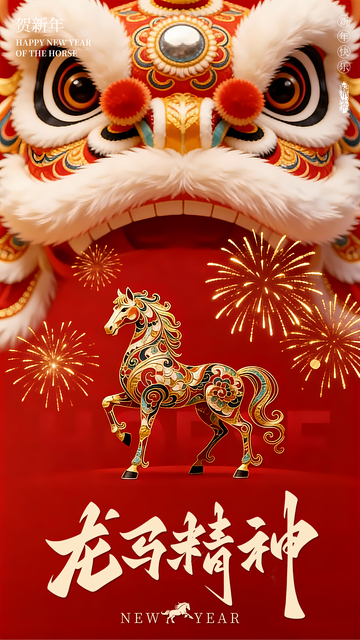 3D简约新年快乐海报