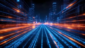 未来科技城市夜景光影效果