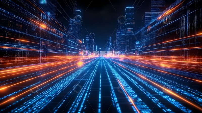 高清大图下载【趣麦麦图】-未来科技城市夜景光影效果