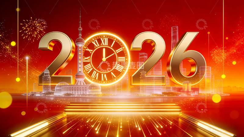 高清大图下载【趣麦麦图】2026新年庆典城市背景图