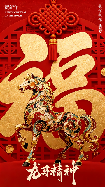 马年新年快乐海报