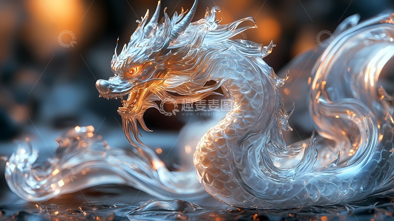 高清大图下载【趣麦麦图】冰晶龙幻想艺术插画