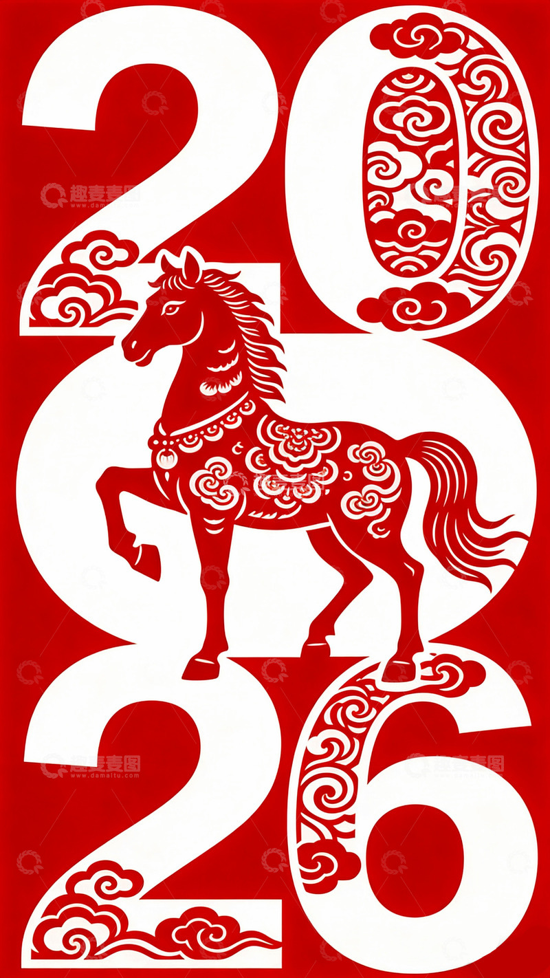 高清大图下载【趣麦麦图】马年创意数字艺术