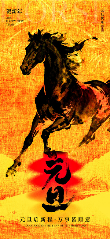 马跃新春国画风格海报设计