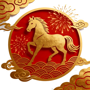 金色马年喜庆图案设计元素