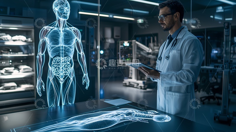 高清大图下载【趣麦麦图】科技风医生检查人体影像