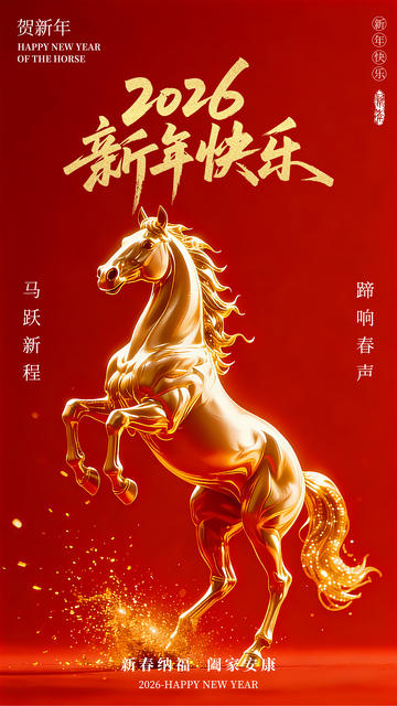 3D新年快乐海报