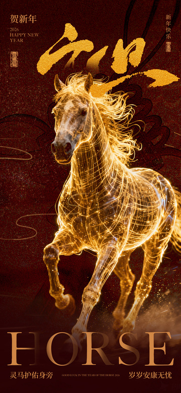 金光马新春祝福海报设计素材