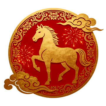 金色马年庆祝图案