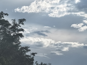 蓝天白云绿树风景摄影