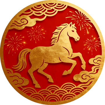 金色马年庆祝图案