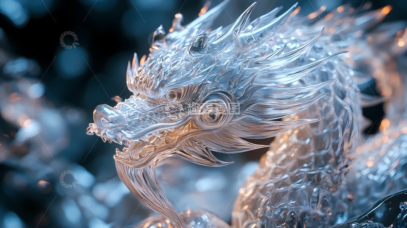 高清大图下载【趣麦麦图】玻璃龙雕塑艺术效果展示