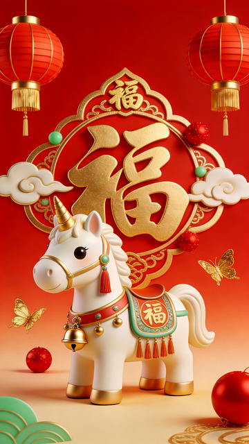 新年福字马装饰图