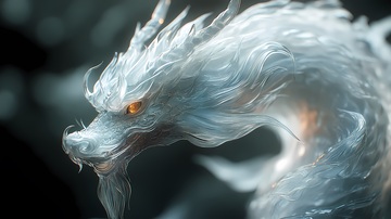 神话风白色巨龙虚拟艺术插画