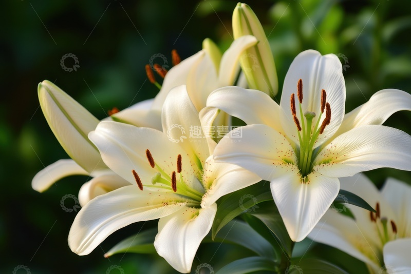 高清大图下载【趣麦麦图】盛开的白色百合花花卉
