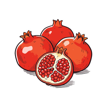 手绘矢量石榴插画