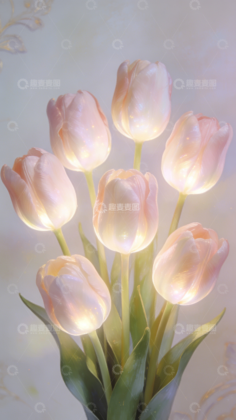 高清大图下载【趣麦麦图】粉郁金香柔光梦幻3