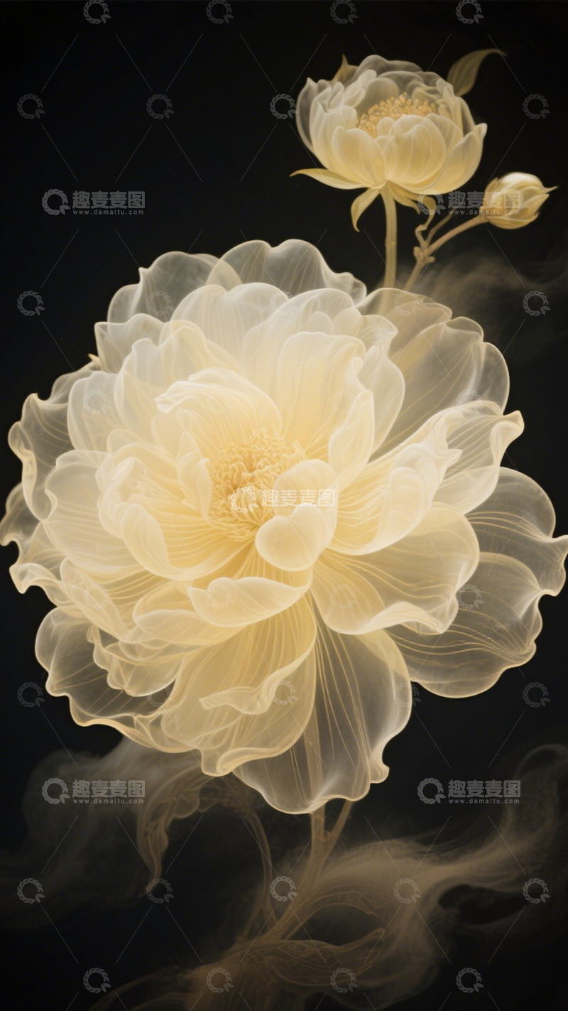 高清大图下载【趣麦麦图】黑金牡丹国风奢华1