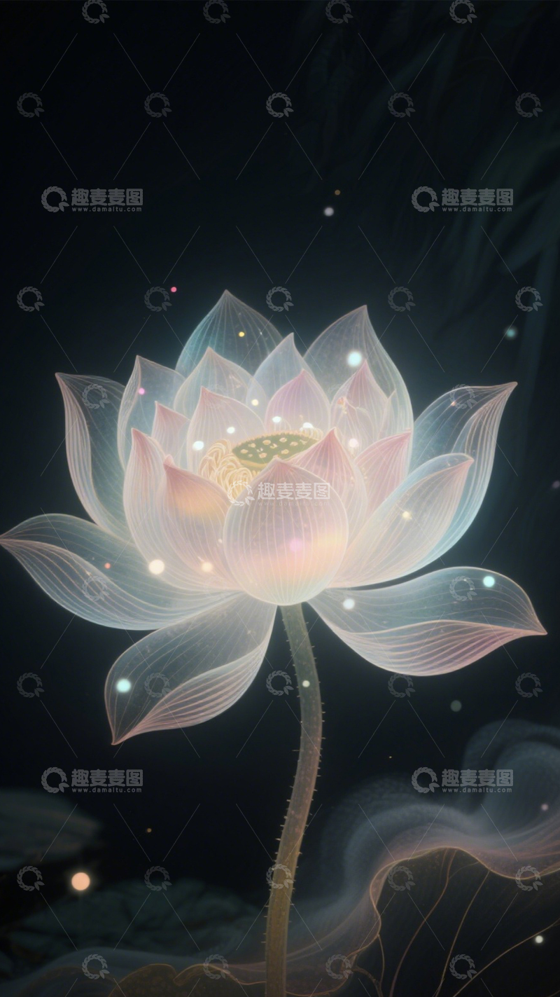 高清大图下载【趣麦麦图】透明白荷梦幻光斑2