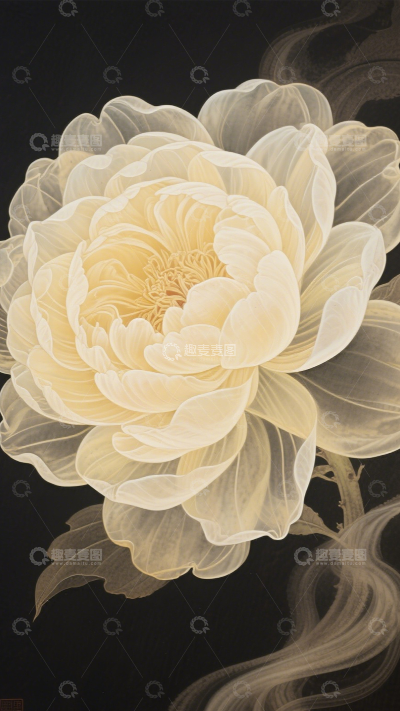 高清大图下载【趣麦麦图】黑金牡丹国风奢华3