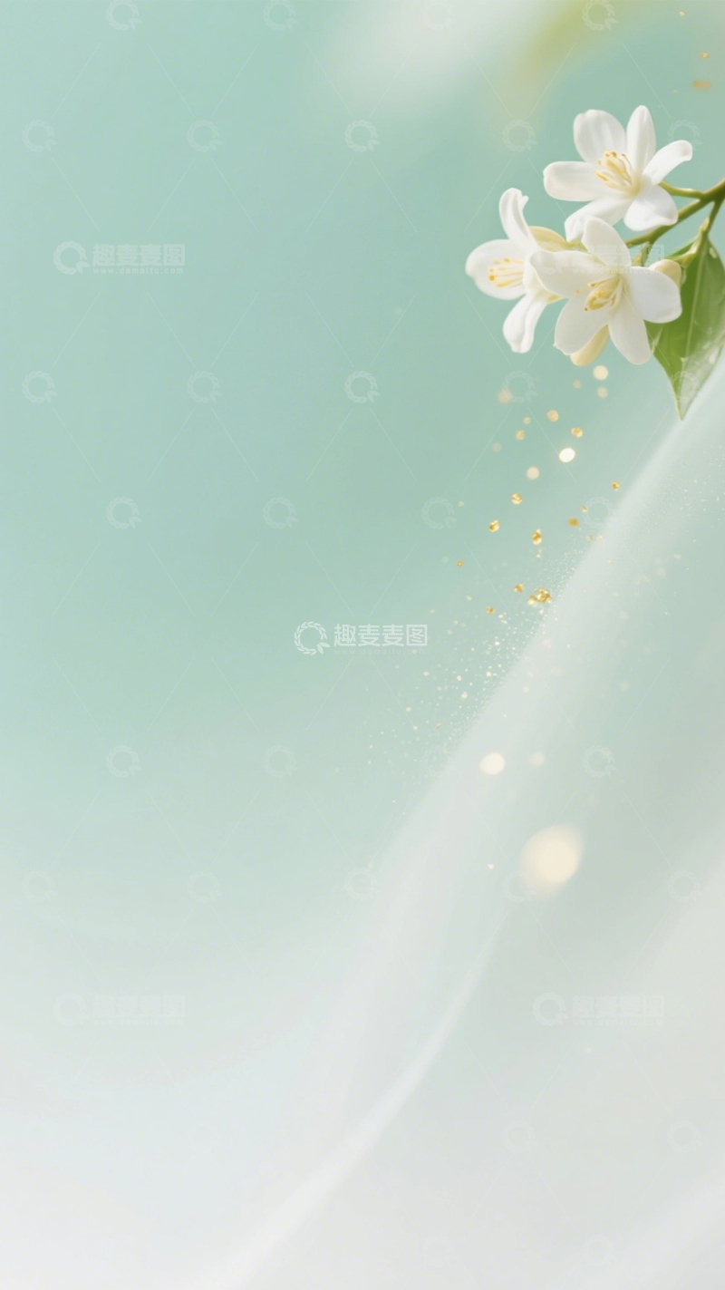 高清大图下载【趣麦麦图】青绿白栀金闪氛围2