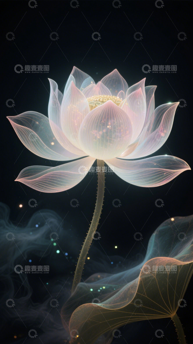 高清大图下载【趣麦麦图】透明白荷梦幻光斑1