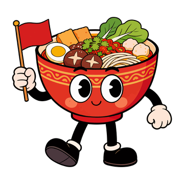 麻辣烫卡通碗面吉祥物插图设计