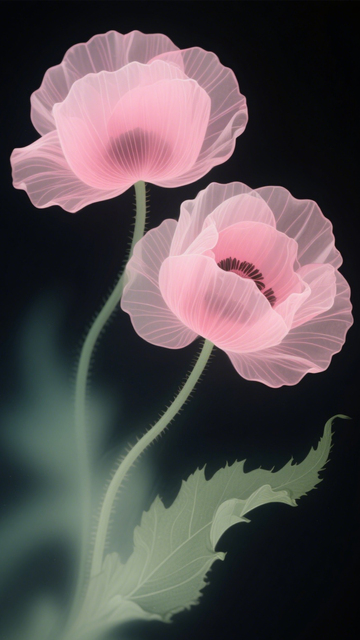 粉罂粟花青烟氛围3