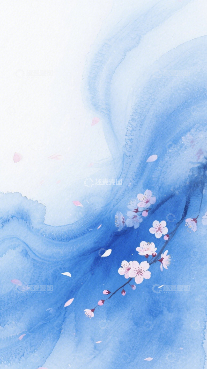 高清大图下载【趣麦麦图】蓝调花枝青烟氛围3